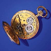 SYSTEM GLASHÜTTE HERRENTASCHENUHR SAVONETTE, REF.-NR. 47902, SCHWEIZ/DEUTSCHLAND UM 1908, RG 585/000, BEIDE SCHALEN SYM. GUILL., MONOGR.-SPIEGEL ...