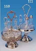 MENAGERE, WOHL DEUTSCH, 30ER JAHRE, , METALL VERSILBERT, VIER GLASFLAKONS, H. CA. 32 CM