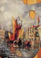 AUERBACH, WOHL MAXIMILIAN AUERBACH (*1861 DANZIG, TäTIG IN BERLIN), BEMALTE KüNSTLER- PALETTE UM 1900, HIER: BLICK AUF EINEN CANALE GRANDE IN ...