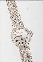 KONVOLUT: 3 DAMENGOLDBANDUHREN, WG 585/000 RHOD., 1X M. 3 DIAMANTEN, ALLE MECH. HANDAUF- ZUGKAL., UNGETR. LAGERW., UM 1980, 17 ST., STOßGES., ...
