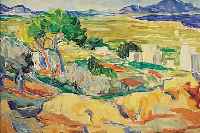 HEINSEN, G., MITTE 20. JH., MEDITERRANE KüSTENLANDSCHAFT MIT GEBIRGE AM HORIZONT, ÖL/MALKARTON, SIGN., DAT. 1957, 49 X 63 CM, R. (DIESE ...