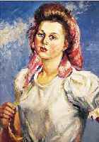 KOMMER, R. O. ä., 1. HäLFTE 20. JH., BILD- NIS EINER JUNGEN FRAU, ÖL/MALKARTON, SIGN., VERSO BETITELT "SOMMER" U. DAT. 1946, ...
