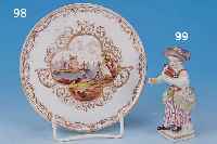 PORZELLANFIGUR, MEISSEN, 30ER JAHRE, FRAU MIT VOGEL, BAND FEHLT, BUNT BEMALT, H. CA. 11 CM