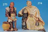 SKULPTUR, JAPAN, UM 1890-1900, KERAMIK, BUNT BEMALT, MANN MIT ENKEL, H. CA. 23 CM