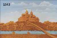 KORKBILD, DEUTSCH, UM 1870, RELIEFIERTE DARSTELLUNG EINER BURG AM FLUß, CA. 28 X 39 CM, PP, U.GL., R.