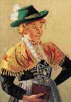 MONOGRAMMIST HK, 19./20. JH., EVENTUELL HERMANN KAULBACH, QUALITäTSVOLLE DARSTELLUNG EINER JUNGEN FRAU IN BAYERISCHER FESTTRACHT, AQUARELL, ...