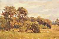 HORNUNG-JENSEN, B., DäNISCHER MALER, DAT. 47, FRAU IN WIESENLANDSCHAFT AM WALDRAND, ÖL/MALKARTON, RE. U. SIGN. UND DAT., CA. 28.5 X 39 ...