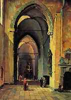 PETERSEN SVENDBERG, KNUD, SKANDINAVISCHER KüNSTLER 1. HäLFTE 20. JH., HIER: KIRCHEN- INTERIEUR MIT PERSONENSTAFFAGE, ÖL/LWD., MONOGR., ...