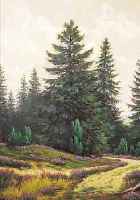 BOLLHAGEN, F., 50ER JAHRE, DüSSELDORFER SCHULE, ÖL/LWD. , LI. U. SIGN, 59X50 CM, WALDLANDSCHAFT, R.