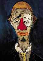 UNBEK. KüNSTLER MITTE 20. JH., QUALITäTS- VOLLE KOPIE NACH B. BUFFET, HIER: CLOWN, ÖL/LWD., UNSIGN., 70 X 50 CM, R.