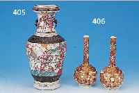 VASENPAAR, JAPAN, SATSUMA, UM 1880-90, FEINSTEINGUT, REICH BUNT BEMALT IM GOLD- BROKATSTIL, SAMURAIDARSTELLUNGEN, H. CA. 24 CM