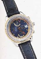NATAN ARMBANDCHRONOGRAPH SEBRING, SCHWEIZ UM1994, EDELST. POL., BODEN GEDR., LüNETTE AUßENHARTVERG., MINERALLUPENGL., DESIGNERMODELL VONALBERTO ...