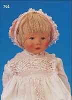 PUPPE, KäTHE KRUSE, 50ER JAHRE, SEHR FEIN BEMALTES GESICHT MIT TRAURIGEM AUSDRUCK, BLONDE PERüCKE, GESTOPFTER STOFF- KöRPER, ...