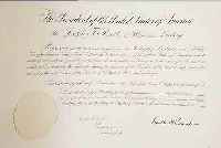 ERNENNUNGSURKUNDE, USA, 1935, FüR EINEN OFFIZIER, MIT HANDSIGNATUR DES DAMA- LIGEN PRäSIDENTEN FRANKLIN ROOSEVELT, PRäGE- SIEGEL, ...