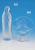 APPLIKE, LALIQUE, NEUERE PRODUKTION, FARBLOSES GLAS, MT ZWEI VöGELN RELIEFIERT, H. CA. 18 CM, UNSIGNIERT