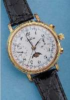 LUCIEN ROCHAT ARMBANDCHRONOGRAPH, REF.-NR. 0801, SCHWEIZ UM 1990, 925ER SILBER HARTVERG.,DATUM UND MONDPHASE, KORREKTURDR. SEITL. AUS- SEN 9, ...