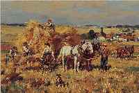 VELTEN, WILHELM, 1847 ST. PETERSBURG-1929 MüNCHEN, VIELFIGURIGE SZENE BEI DER HEUERNTE, ÖL/HOLZ, RE. U. ...