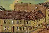 WINTERWERBER A., KARLSRUHER MALER, HIER:, ANSICHT DES GASTHAUSES "ZUR STADT STRAßBURG" IN KARSRUHE LANGESTRAßE (HEUTE KAISERSTRAßE), ...