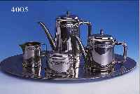 5-TEILIGES KAFFEE- BZW. TEESERVICE, METALL, Z.T. M. INNENVERGOLDUNG, UM 1905, TABLETT UM 1910, NICHT DAZUGEH. ABER PASSEND, GEBR.-SP., ...