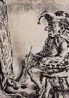 WEBER, A. PAUL, 1893-1980, KASPAR ALS KüNSTLER, LITHOGRAPHIE AUF CREMEFARBENEM TON- PAPIER, CA. 30 X 26CM, PP, RüCKSEITIG NACHLAß-STEMPEL ...