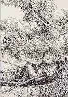 WEBER, A. PAUL, 1893-1980, DIE RAST DES IGELS, LITHOGRAPHIE AUF VELIN, CA. 35 X 26 CM,IM STEIN SIGN., MIT ROTEM STEMPEL DER CLAN- PRESSE, ...