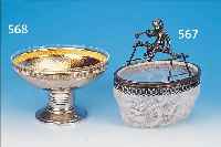 EISBEHäLTER, ÖSTERREICH, UM 1890, SOG. EISGLAS, ZINNMONTIERUNG MIT PUTTOFIGUR, EINSATZ, ALTERSBEDINGT KORR., H. CA. 29 CM