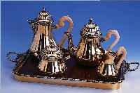 5-TEILIGES KAFFEE/TEESET, 800ER SILBER VER-GOLDET, MEISTERMARKE VERMUTL. BECK UND BURG SCHWäBISCH GMüND, UM 1900, VERTREIBER: FRIEDRICH ...