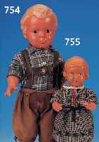 SCHILDKRöTPUPPE, HANS, UM 1930, CELLULOID, BLONDE MODELL. HAARE, BRAUNE GLASAUGEN, SEHR AUFWENDIGE KLEIDUNG (SEK.), H. 52 CM, ...