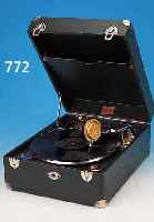 REISEGRAMMOPHON, BERODY PARIS, 30ER JAHRE, GRüNER LEDERBEZUG, VERCHROMTE MONTUREN, EINE SCHELLACKPLATTE, KURBELBETRIEB, FUNKTIONS- FäHIG, ...