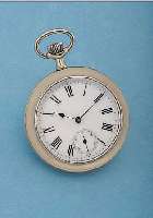 HERRENTASCHENUHR LEPINE, SCHWEIZ UM 1922, NICKEL, GEH.-BODEN U. LüNETTE PERLMUTT, EMAIL-BL. FEIN HAARR. M. LUPE ERKENNB., GEBL. STAHL-ZEIGER, KL. ...