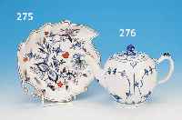 BLATTSCHALE, MEISSEN, UM 1870, PORZELLAN, BLAUES ZWIEBELMUSTER, ROT U. GOLDGEHöHT, GOLDSTAFFAGE, L. CA. 21 CM, BESTE ...
