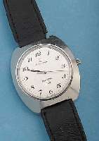 CERTINA HERRENARMBANDUHR, ELEKTRONIC, REF. -NR. 7501/001, SCHWEIZ, UM 1969, EDELST. MASSIV, BODEN GESCHR., MATT, KONTRASTZIFFERBL.M. ...