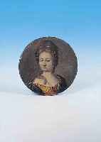 MINIATURMALEREI, DEUTSCH, UM 1780, PORTRäT EINER ADLIGEN, ÖL AUF KUPFERPLATTE, SEHR FEINE DIFFERENZIERTE MALEREI, D. CA. 4.2 CM