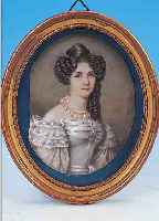 MINIATURMALEREI, SIGN. F.M. HEIGEL, DATIERT 1829, PORTRäT EINER JUNGEN FRAU, AUßER- ORDENTLICH FEINE DIFFERENZIERTE GOUACHE- MALEREI ...