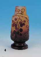 VASE, GALLé, UM 1900/04, SIGN., FARBL. GLAS,ZWISCHEN DEN SCHICHTEN HELLGELB, ZARTROSé U. MILCHWEISS EINGEPUDERT, BRAUNER AUSSEN- üBERFANG, ...