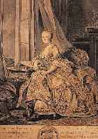 KUPFERSTICH, DATIERT 1761, PORTRäT DER LANDGRäFIN VON HESSEN-HOMBURG AM SCHREIB- TISCH, CA. 54 X 39 CM, GEBRäUNT, STOCK- FLECKIG, ...
