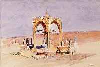 RABES, MAX FERDINAND FRIEDRICH, 1868-1944, SCHEICHGRAB IN DER WüSTE BEI CAIRO, AQUARELL AUF PAPIER, HANDSIGNIERT, BEZEICHNET UND DATIERT ...