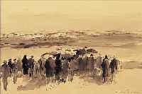 DILL, OTTO, 1884 NEUSTADT-1957 BAD DüRKHEIM, PFERDERENNEN MIT ZUSCHAUERKULISSE, AQUAREL- LIERTE TUSCHFEDERZEICHNUNG, RE. U. HANDSIGN., CA. 25 X 35 ...