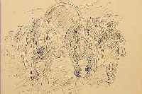DILL, OTTO, 1884 NEUSTADT-1957 BAD DüRKHEIM, WINZERKARRE VON ZWEI PFERDEN GEZOGEN UND EINEMWINZER GEFüHRT, TUSCHFEDERZEICHNUNG, RE. U. HANDSIGN., ...