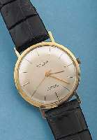 KIENZLE HERRENARMBANDUHR SUPERIA, DEUTSCH- LAND UM 1965, GG 585/000, FLACHE AUSF., VERS. BLATT, 17 ST., HANDAUFZUGKAL. 081/17, GLYC.- UNR., ...