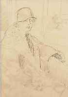 WIMMER, FRITZ, 1879-1960, DAME IN ELEGANTER ROBE, BLEISTIFTZEICHNUNG, MIT TUSCHFEDER GEHöHT, VERSO MIT NACHLAßSTEMPEL, CA. 41 X 25,5 CM, ...