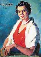 SPIRO, EUGEN, 1874-1972, PORTRäT EINER DAME MIT STOLA UND PERLENKETTE, ÖL/LWD, LI. O. SIGN. UND DAT. 52, DARST. DER RUTH ...