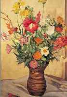 GRäBNER, LUDWIG, DATIERT 1946, STILLEBEN MIT SOMMERBLUMEN, ÖL/LWD, RE. U. SIGN. UND DAT., CA. 71 X 55,5 CM, R.