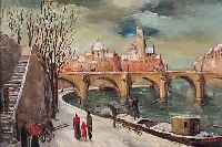 CARADEC, MARCEL, GEB. PARIS 1901, UNTER DEN BRüCKEN DER SEINE, ÖL/LWD, LI. U. SIGN., CA. 50 X 61 CM, R.