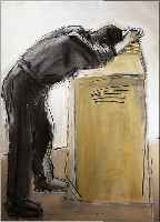 PIPPIG, HEIKO, GEB. 1951, SCHüLER VON PROF. MARKUS LüPERTZ, HIER: DER DENKER, MISCH- TECHNIK AUF LEINWAND, RüCKSEITIG MONOGR., CA. 113 X ...