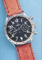 POLJOT ARMBANDCHRONOGRAPH, REF.-NR. 006/300,RUßLAND UM 1999, EDELST., BODEN GESCHR., BLATT U. BODENBEZ. JUNGHANS, ALLES IN DEUTSCH,LüNETTE M. ...