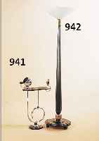 STEHLAMPE, FRANKREICH, 30ER JAHRE, HOLZ SCHWARZ LACKIERT, H. 165 CM,, MATTGLASSCHIRM SPäTER, NEU ELEKTRIFIZIERT