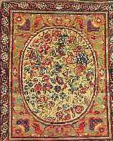 SARROGH,PERSIEN CA.74 X 60 CM. EHZ.3 FLOR WOLLE UM 1920.