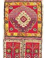 ANATOLIEN,TüRKEI DOPPELTASCHE CA.133 X 50 CM. EHZ.2 FLOR WOLLE UM 1920.