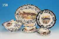 FISCHSERVICE, PALISSY, ENGLAND, WOHL 60ER JAHRE, STEINGUT, BEDRUCKT, VERSCH. FISCHMOTIVE, BEST. AUS ...